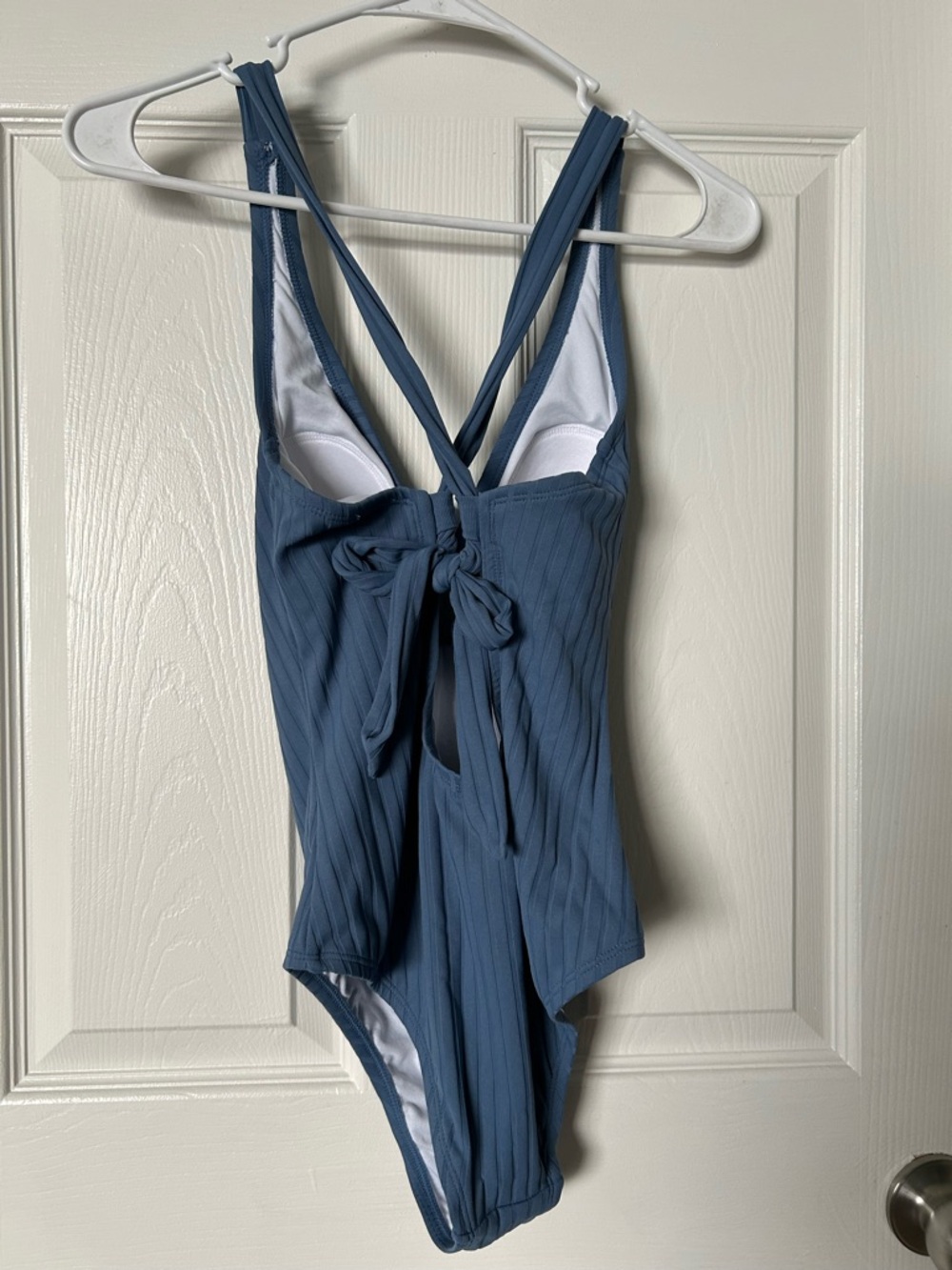 Blue Ribbed One-Piece Swimsuit - Picture 3 of 4